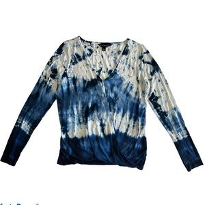 Rock & Republic Blue Tie-Dye Long Sleeve Blouse XS